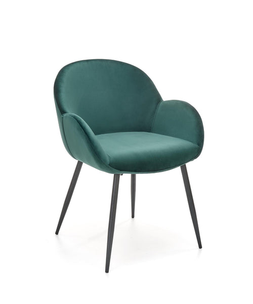 Halmar Scaun tapitat cu stofa si picioare metalice, Kai-480 Velvet Verde Inchis / Negru, l59xA59xH79 cm