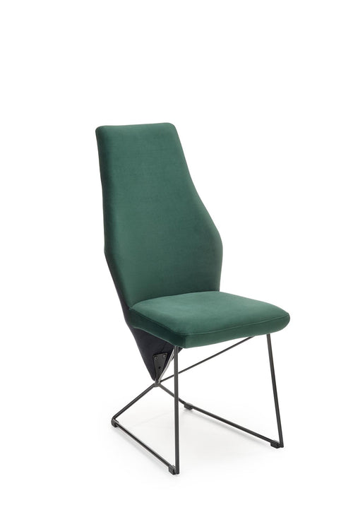 Halmar Scaun tapitat cu stofa si picioare metalice, Kai-485 Velvet Verde Inchis / Negru, l44xA63xH96 cm