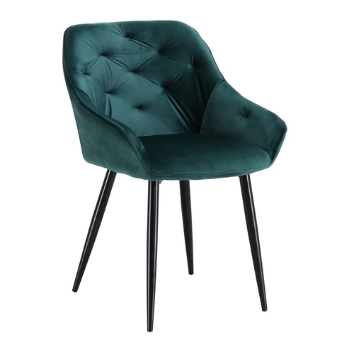 Halmar Scaun tapitat cu stofa si picioare metalice, Kai-487 Velvet Verde Inchis / Negru, l56xA65xH81 cm