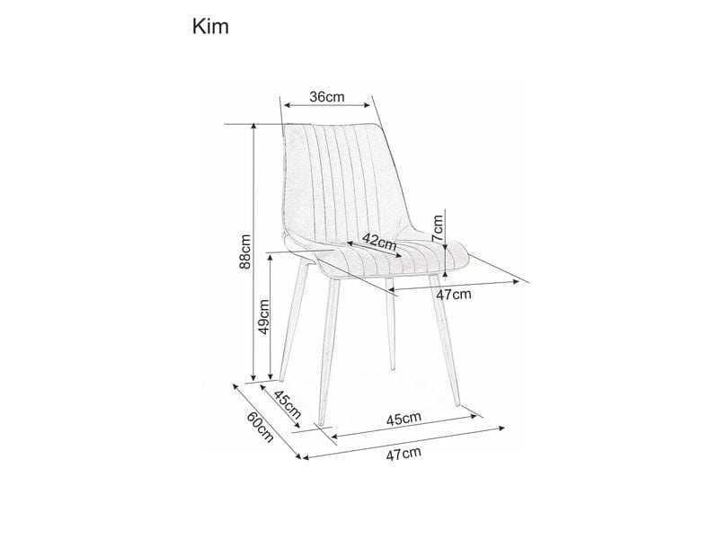 Scaun tapitat cu stofa si picioare metalice, Kimberly Velvet Negru, l47xA60xH88 cm (1)