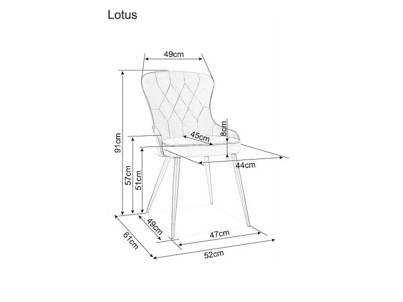 Scaun tapitat cu stofa si picioare metalice, Lester Velvet Gri / Negru, l52xA61xH91 cm (6)