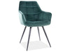 Scaun tapitat cu stofa si picioare metalice, Lisbet Velvet Verde Inchis / Negru, l59xA61xH90 cm