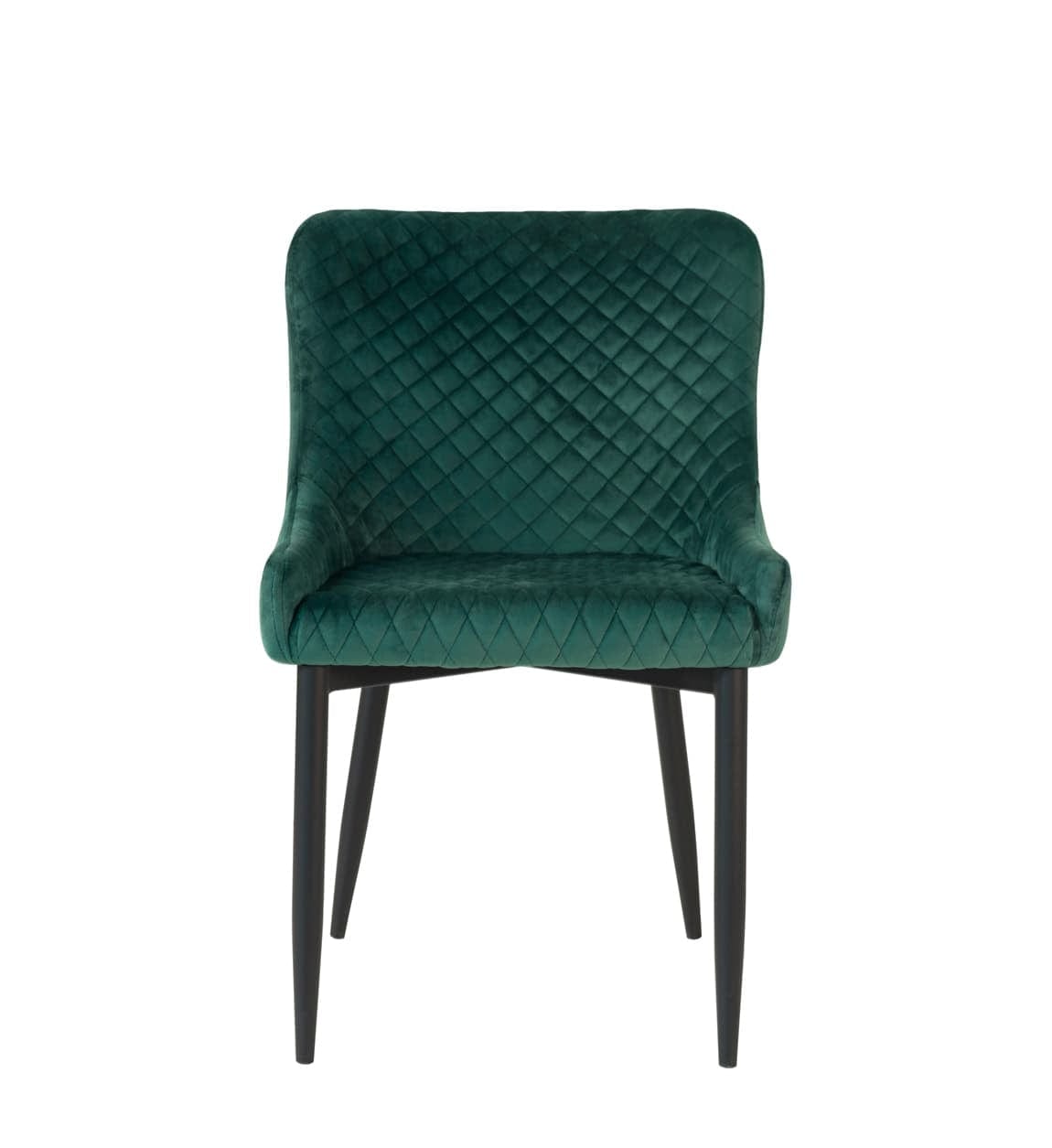 Scaun tapitat cu stofa si picioare metalice, Melissa Velvet Verde / Negru, l52xA62xH82 cm (1)