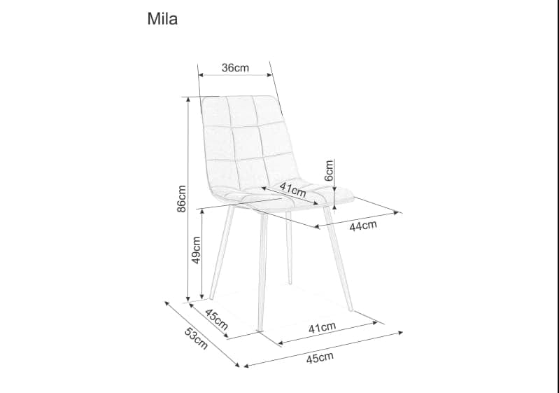 Scaun tapitat cu stofa si picioare metalice, Miley Matt Velvet Gri Deschis / Negru, l45xA53xH86 cm (1)