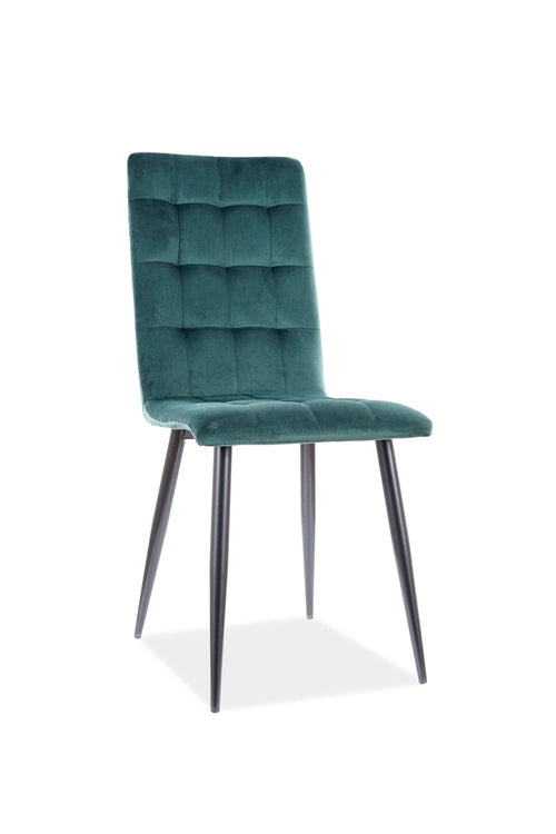 Scaun tapitat cu stofa si picioare metalice Otelis Velvet Verde Inchis / Negru, l43xA53xH93 cm