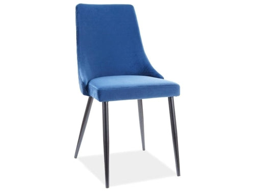 Scaun tapitat cu stofa si picioare metalice, Pirro B Velvet Bleumarin / Negru, l47xA59xH93 cm