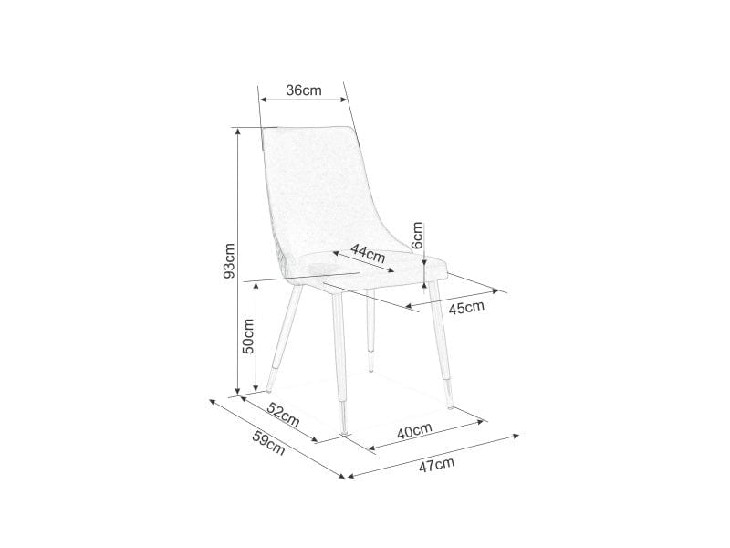 Scaun tapitat cu stofa si picioare metalice, Pirro B Velvet Gri / Negru, l47xA59xH93 cm (2)