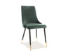 Scaun tapitat cu stofa si picioare metalice, Pirro Velvet Verde Inchis / Negru / Auriu, l47xA59xH93 cm