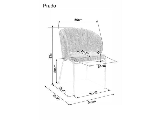 Scaun tapitat cu stofa si picioare metalice, Praise Gri / Auriu, l59xA49xH83 cm (4)