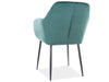 Scaun tapitat cu stofa si picioare metalice, Vanos Velvet Verde Inchis / Negru, l57xA58xH82 cm (3)