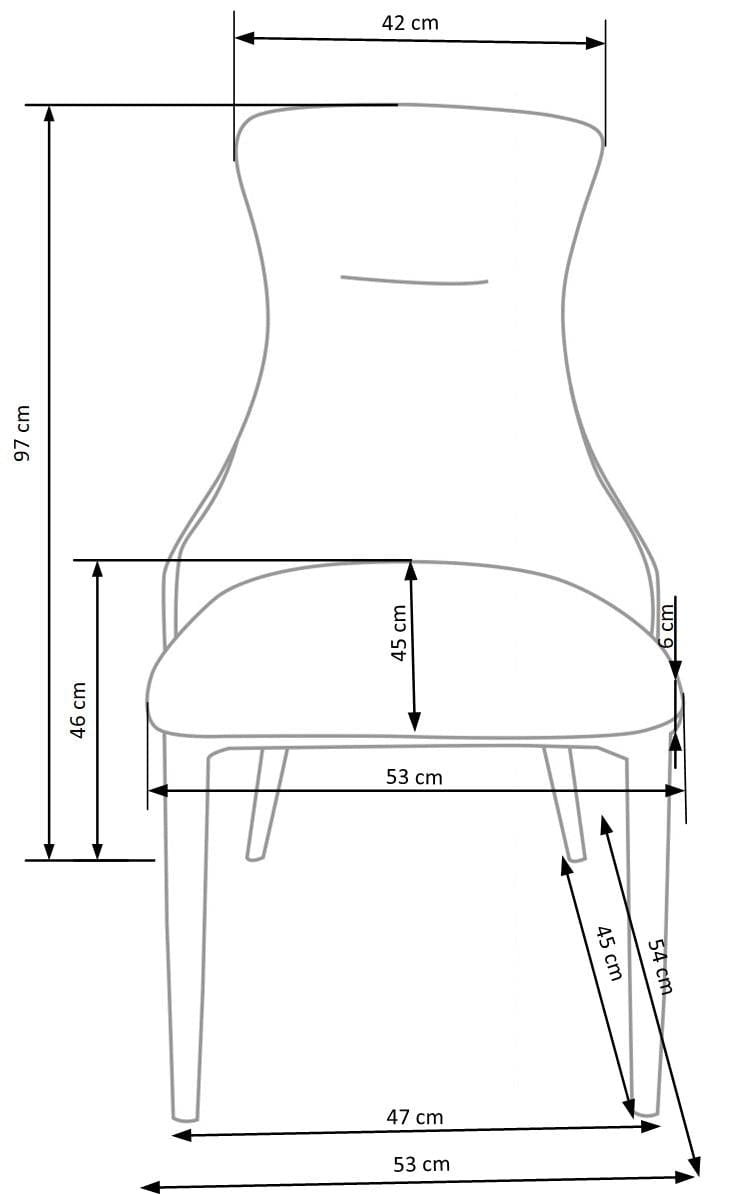 Halmar Scaun tapitat cu stofa si piele ecologica, cu picioare metalice, Kai-434 Gri deschis / Negru, l53xA54xH97 cm