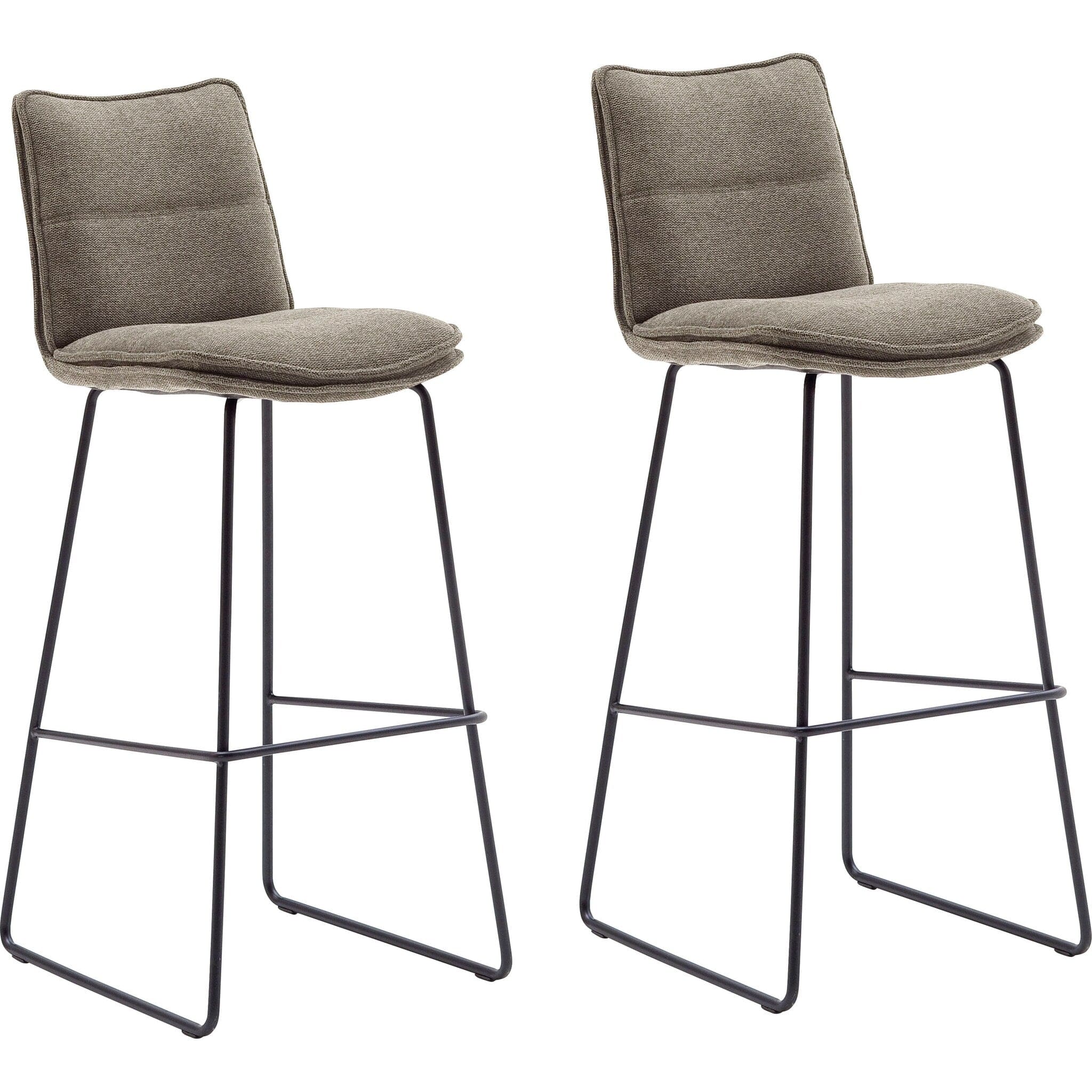 Set 2 scaune de bar rotative tapitate cu stofa si picioare metalice, Hampton Cappuccino / Negru, l45xA54xH110 cm