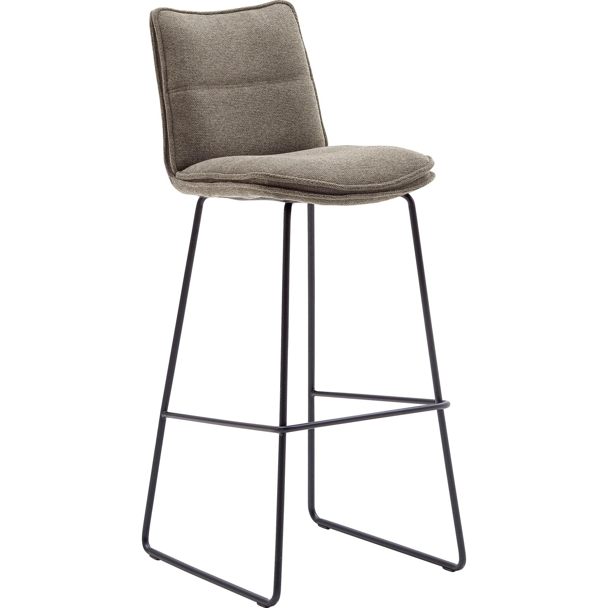 Set 2 scaune de bar rotative tapitate cu stofa si picioare metalice, Hampton Cappuccino / Negru, l45xA54xH110 cm (2)