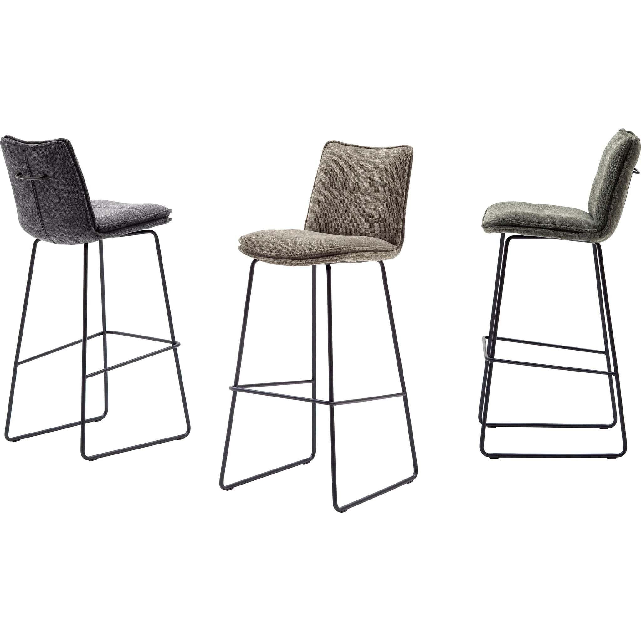 Set 2 scaune de bar rotative tapitate cu stofa si picioare metalice, Hampton Cappuccino / Negru, l45xA54xH110 cm (1)
