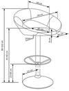 Scaun de bar tapitat cu piele ecologica si picior metalic, Hoku-15 Gri / Crom, l54xA50xH80-102 cm (1)