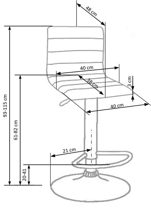 Scaun de bar tapitat cu piele ecologica si picior metalic, Hoku-21 Gri / Crom, l40xA48xH93-115 cm (1)