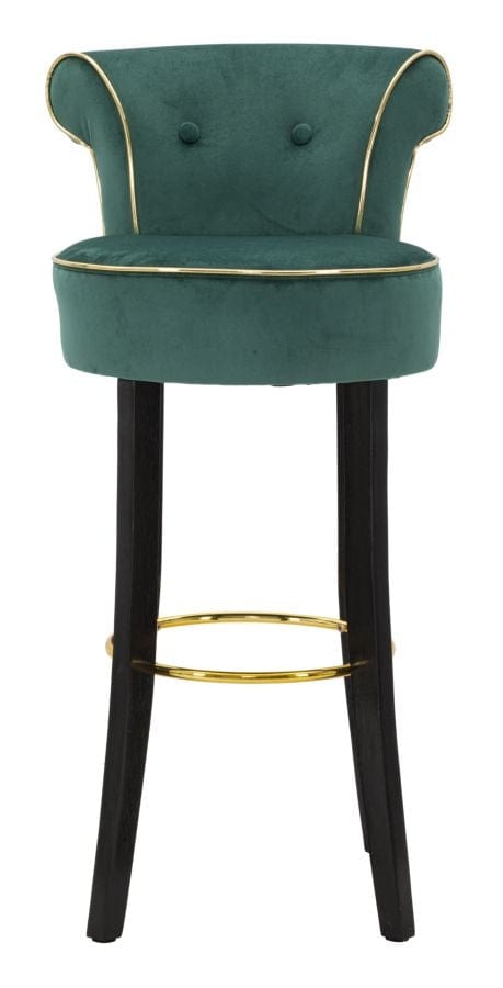 Scaun de bar tapitat cu stofa si picioare din lemn, Luxy Velvet Verde / Negru / Auriu, l46xA48xH96 cm (2)
