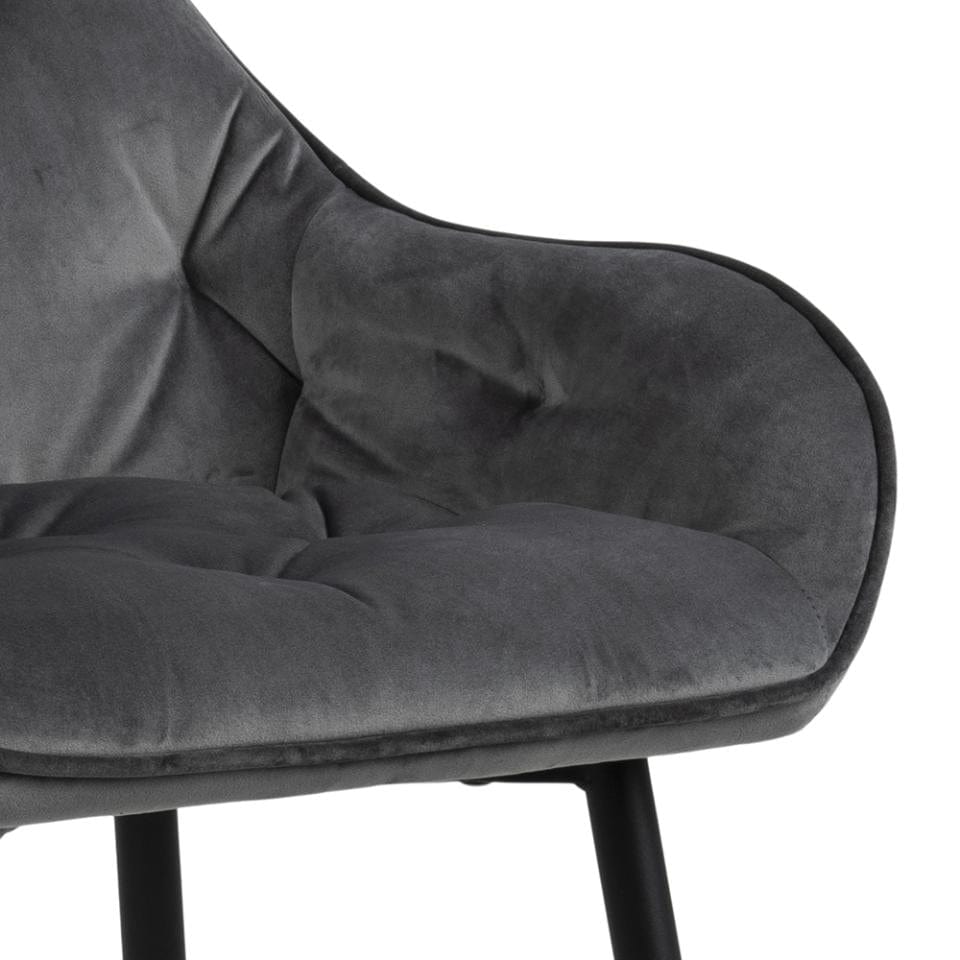 Set 2 scaune de bar tapitate cu stofa si picioare metalice, Brooke Velvet Gri inchis / Negru, l52xA53xH104 cm (5)