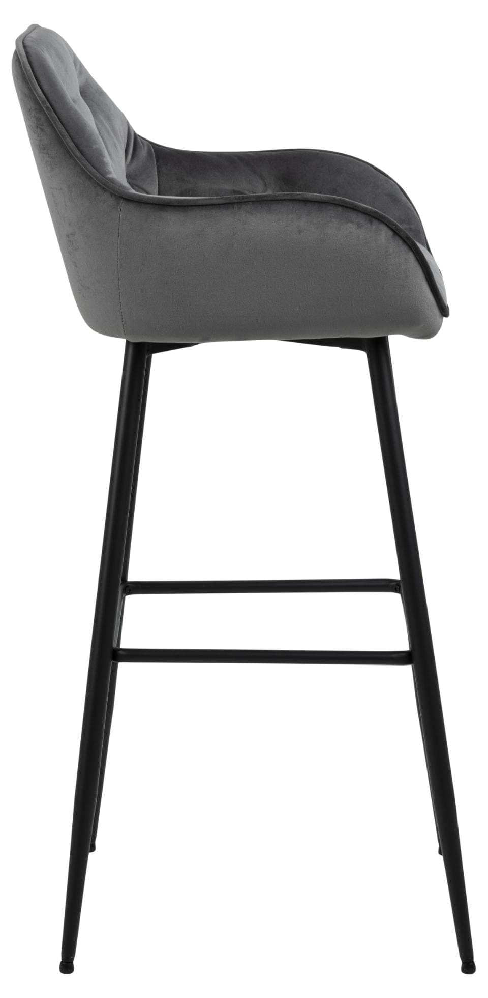 Set 2 scaune de bar tapitate cu stofa si picioare metalice, Brooke Velvet Gri inchis / Negru, l52xA53xH104 cm (4)