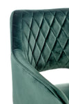 Scaun de bar tapitat cu stofa si picioare metalice, Hoku-107 Velvet Verde Inchis / Negru, l55xA51xH96 cm (4)