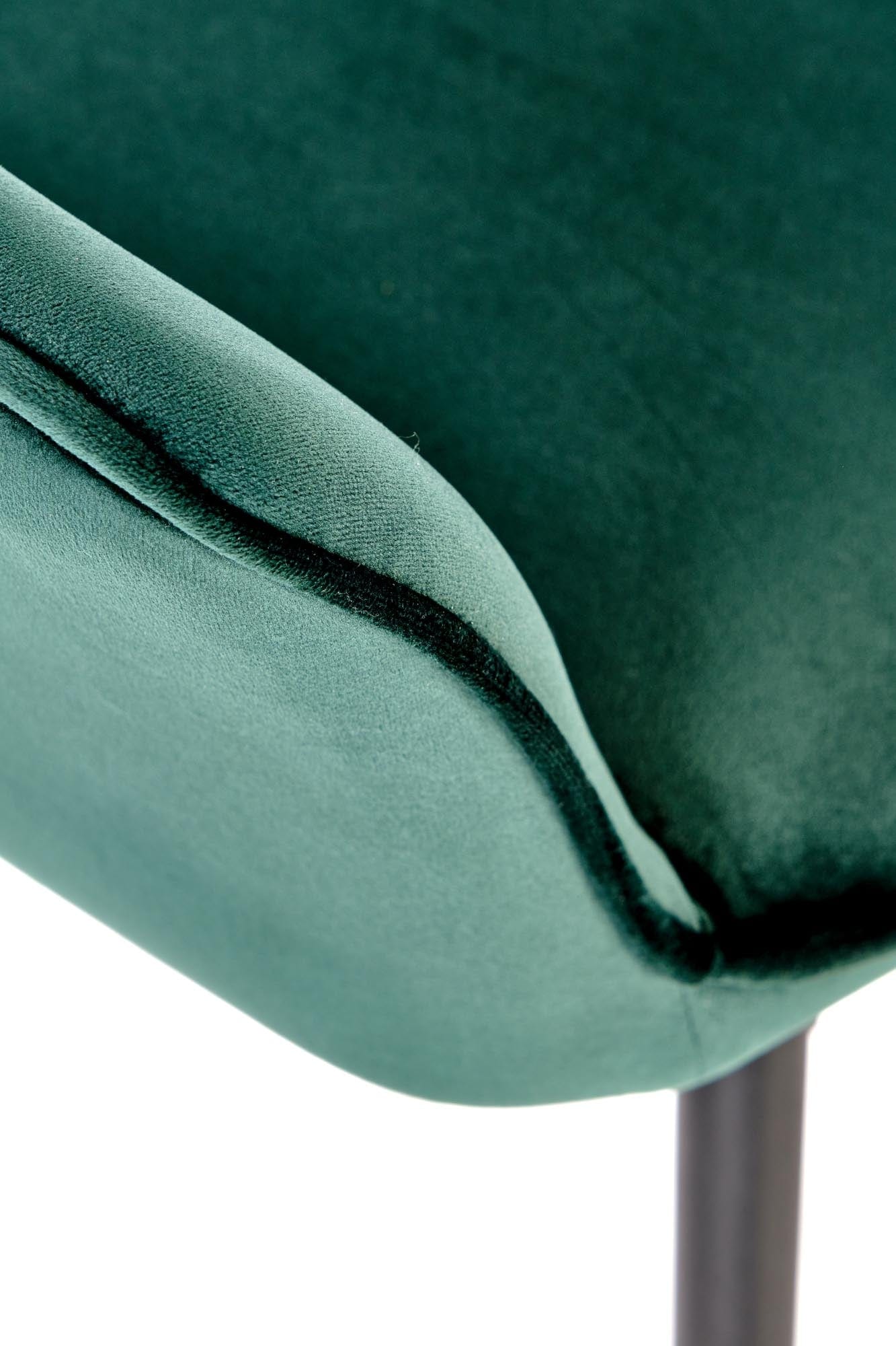 Scaun de bar tapitat cu stofa si picioare metalice, Hoku-107 Velvet Verde Inchis / Negru, l55xA51xH96 cm (5)