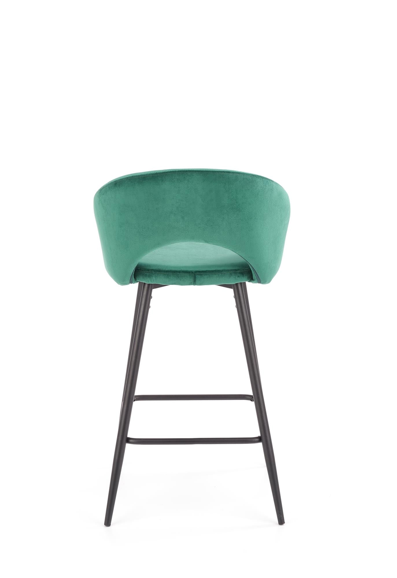 Scaun de bar tapitat cu stofa si picioare metalice, Hoku-96 Velvet Verde Inchis / Negru, l49xA49xH89 cm (4)