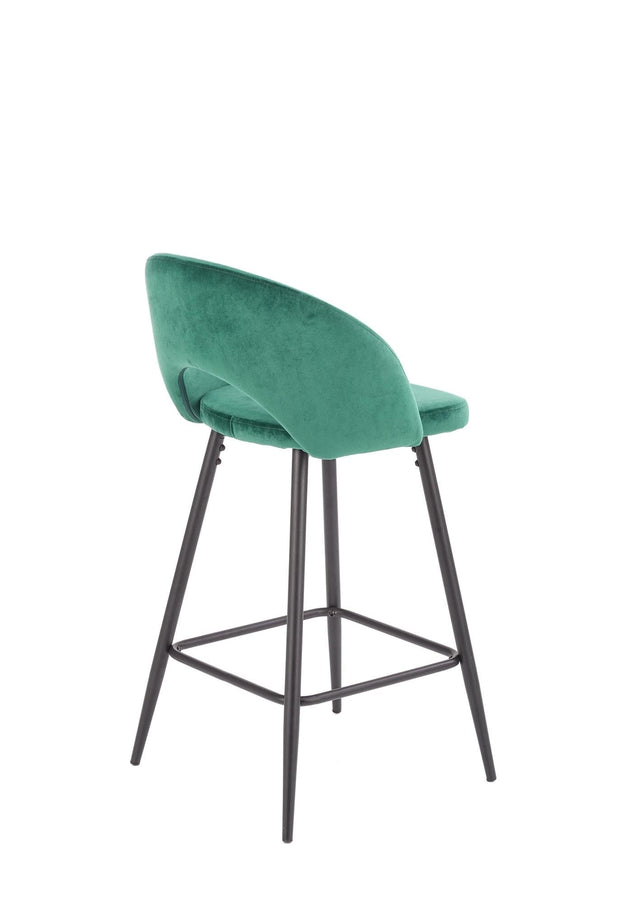 Scaun de bar tapitat cu stofa si picioare metalice, Hoku-96 Velvet Verde Inchis / Negru, l49xA49xH89 cm (3)