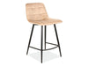 Scaun de bar tapitat cu stofa si picioare metalice, Miley H-2 Velvet Bej / Negru, l43xA40xH87 cm