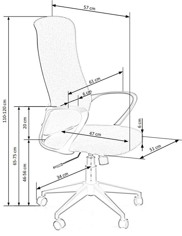 Scaun de birou ergonomic tapitat cu stofa, Fiberis Gri, l61xA57xH110-120 cm (15)
