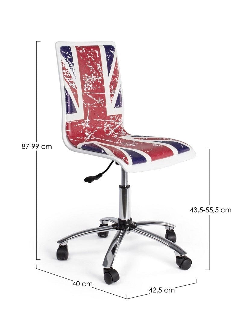 Scaun de birou pentru copii, tapitat cu piele ecologica British Multicolor, l42,5xA40xH87-99 cm (7)