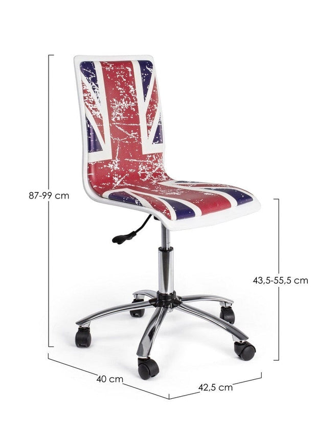 Scaun de birou pentru copii, tapitat cu piele ecologica British Multicolor, l42,5xA40xH87-99 cm (7)