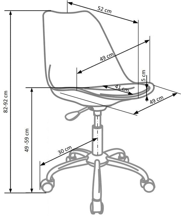 Scaun de birou pentru copii tapitat cu piele ecologica Caelius Alb, l49xA52xH82-92 cm (2)