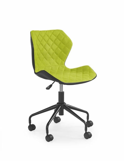 Scaun de birou pentru copii, tapitat cu piele ecologica si stofa, Maxie Lime / Negru, l48xA53xH78-88 cm