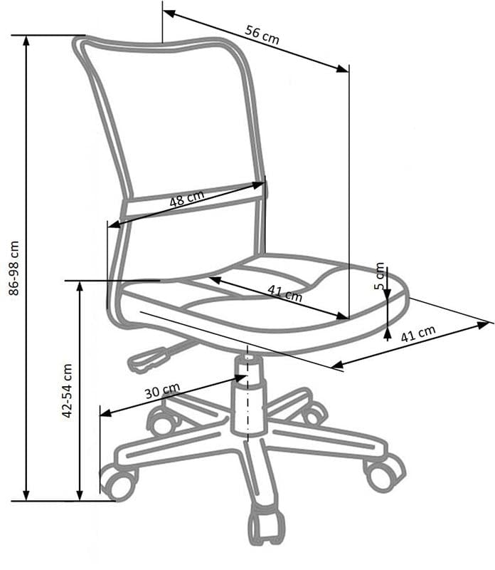 Scaun de birou pentru copii tapitat cu stofa, Dewi Roz, l48xA56xH86-98 cm (2)