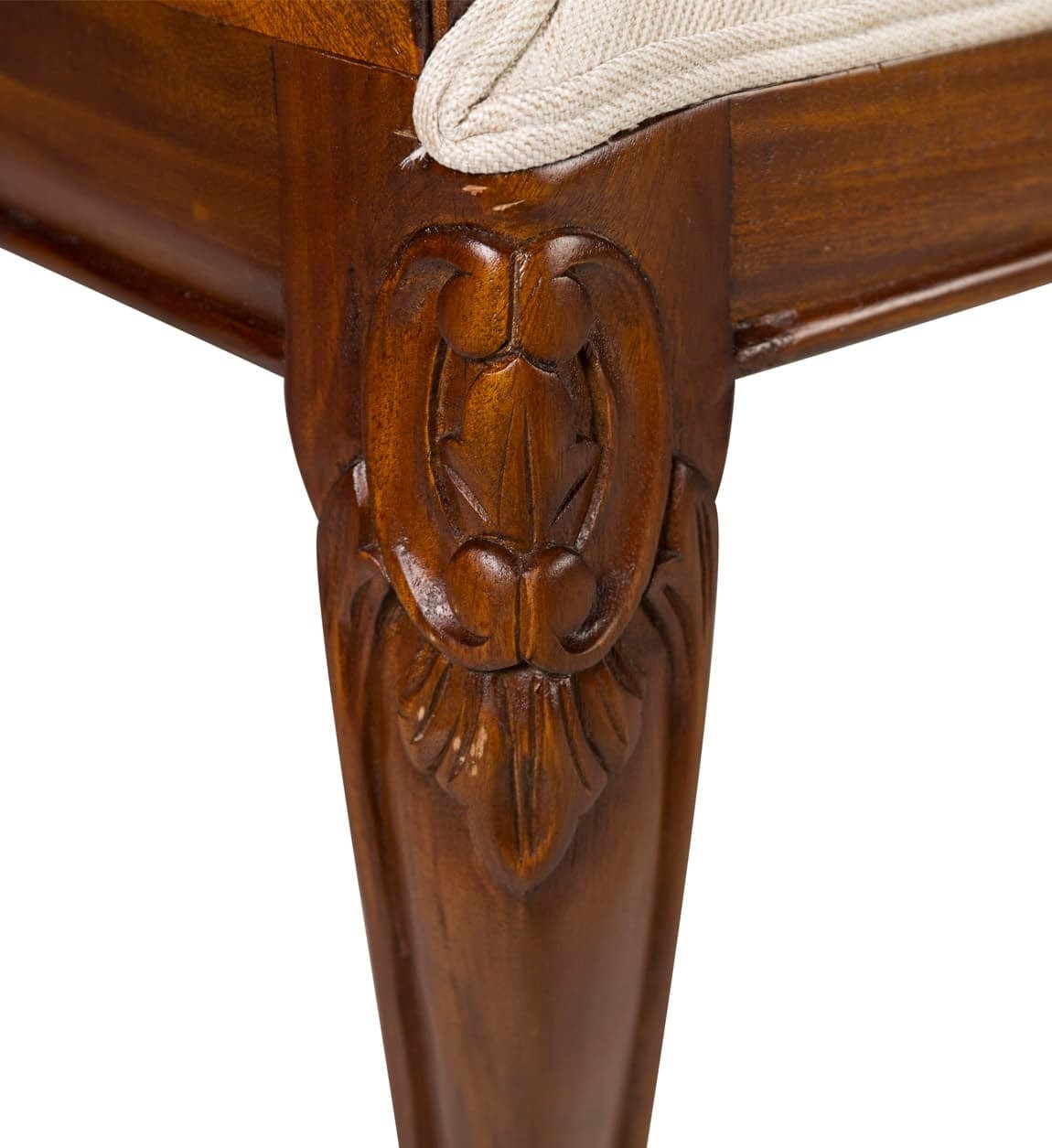 Scaun din lemn tapitat cu stofa, Vintage Ivoir / Nuc, l50xA47xH90 cm (7)