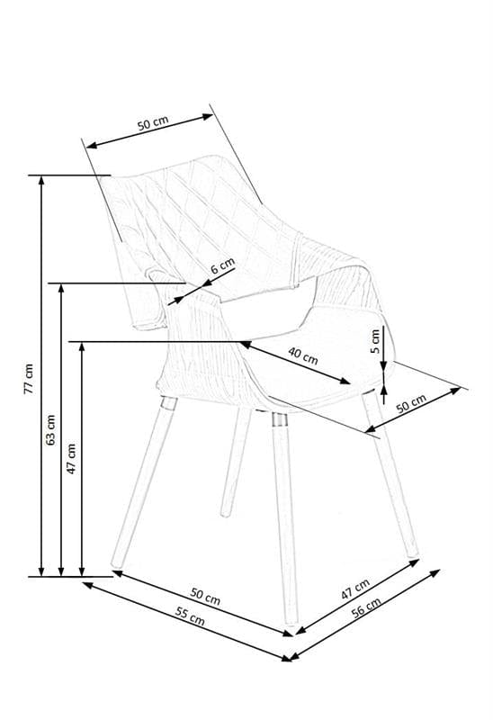 Scaun din pal tapitat cu stofa si picioare de lemn, Kai-396 Velvet Negru / Nuc, l56xA55xH77 cm (15)