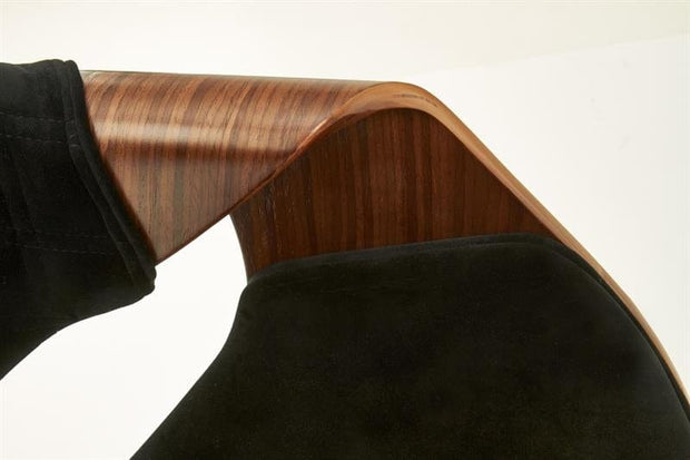 Scaun din pal tapitat cu stofa si picioare de lemn, Kai-396 Velvet Negru / Nuc, l56xA55xH77 cm (12)