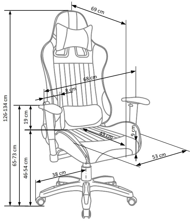 Scaun gaming, tapitat cu piele ecologica Damarius Negru / Rosu, l68xA69xH126-134 cm (2)