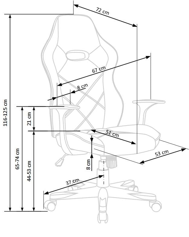 Scaun gaming, tapitat cu piele ecologica Ranvir Negru / Alb, l67xA72xH116-125 cm (10)