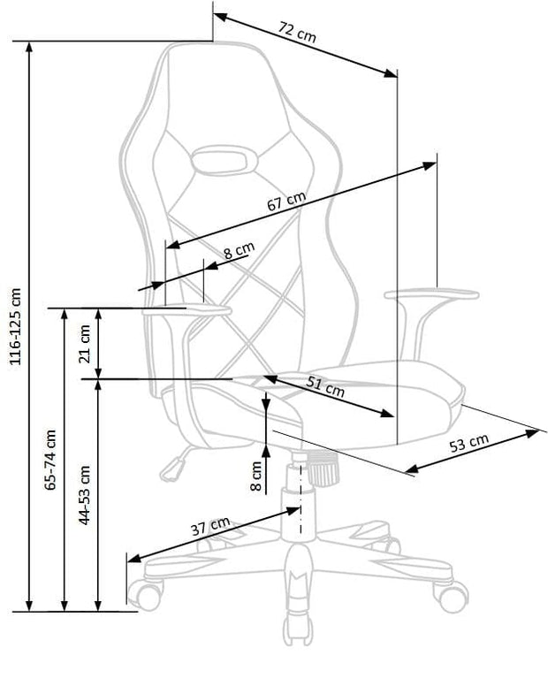 Scaun gaming, tapitat cu piele ecologica Ranvir Negru / Alb, l67xA72xH116-125 cm (10)