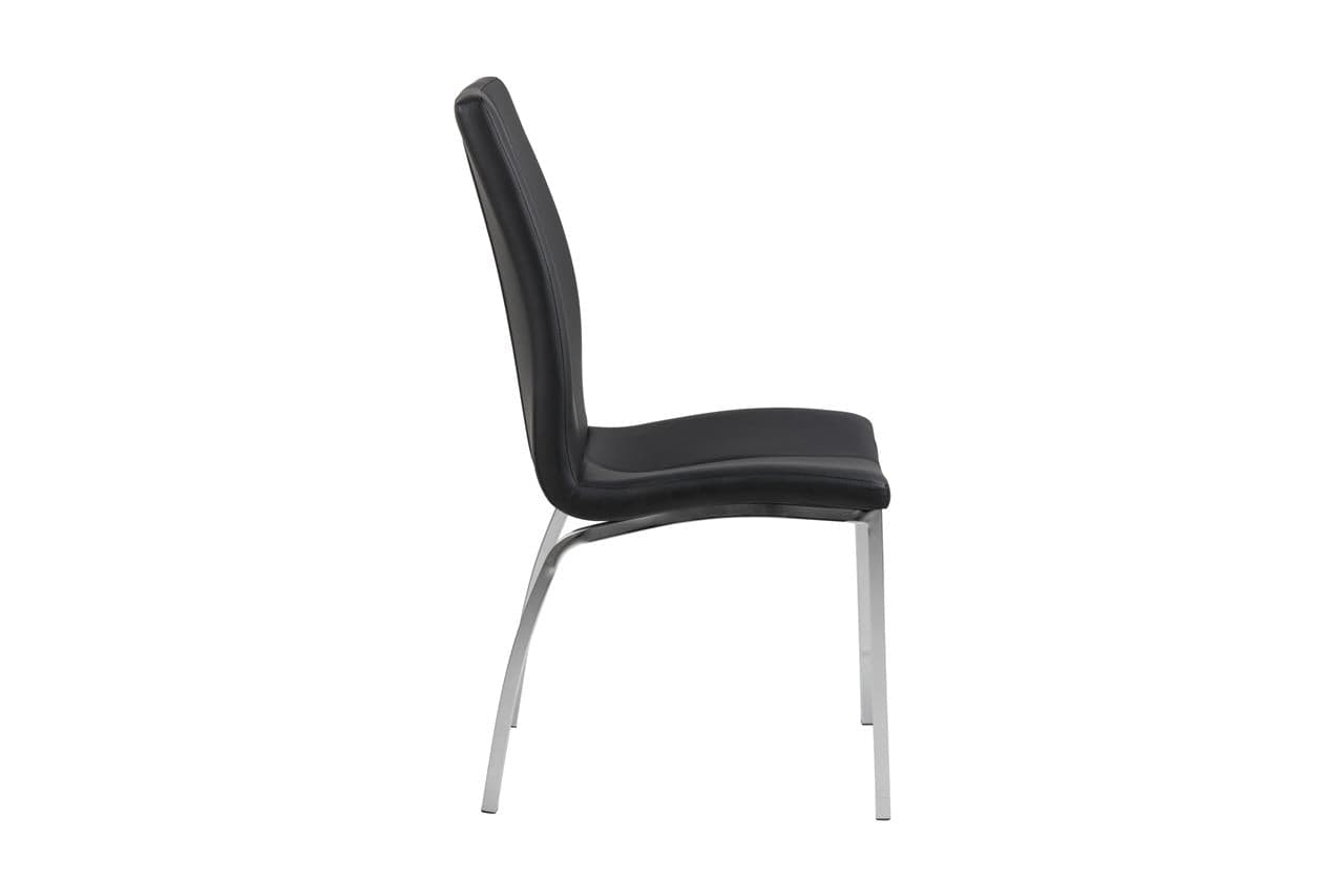 Set 4 scaune tapitate cu piele ecologica si picioare metalice Asama Negru / Crom, l43,5xA57xH95 cm (2)