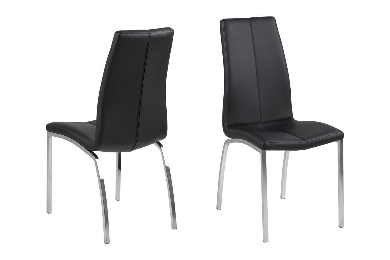 Set 4 scaune tapitate cu piele ecologica si picioare metalice Asama Negru / Crom, l43,5xA57xH95 cm