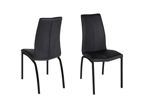 Set 4 scaune tapitate cu piele ecologica si picioare metalice Asama Negru II, l43,5xA57xH95 cm