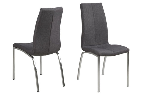 Set 4 scaune tapitate cu stofa si picioare metalice Asama Gri / Crom, l43,5xA57xH95 cm