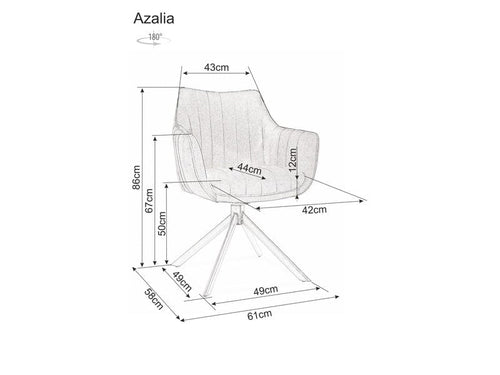 Scaun rotativ tapitat cu stofa si picioare metalice, Aziel Velvet Bleumarin / Negru, l61xA58xH86 cm (1)