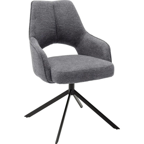 Set 2 scaune rotative tapitate cu stofa si picioare metalice, Bangor Antracit / Negru, l57xA66x92 cm (1)