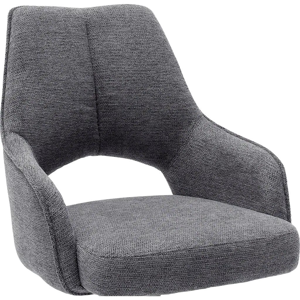 Set 2 scaune rotative tapitate cu stofa si picioare metalice, Bangor Antracit / Negru, l57xA66x92 cm (3)