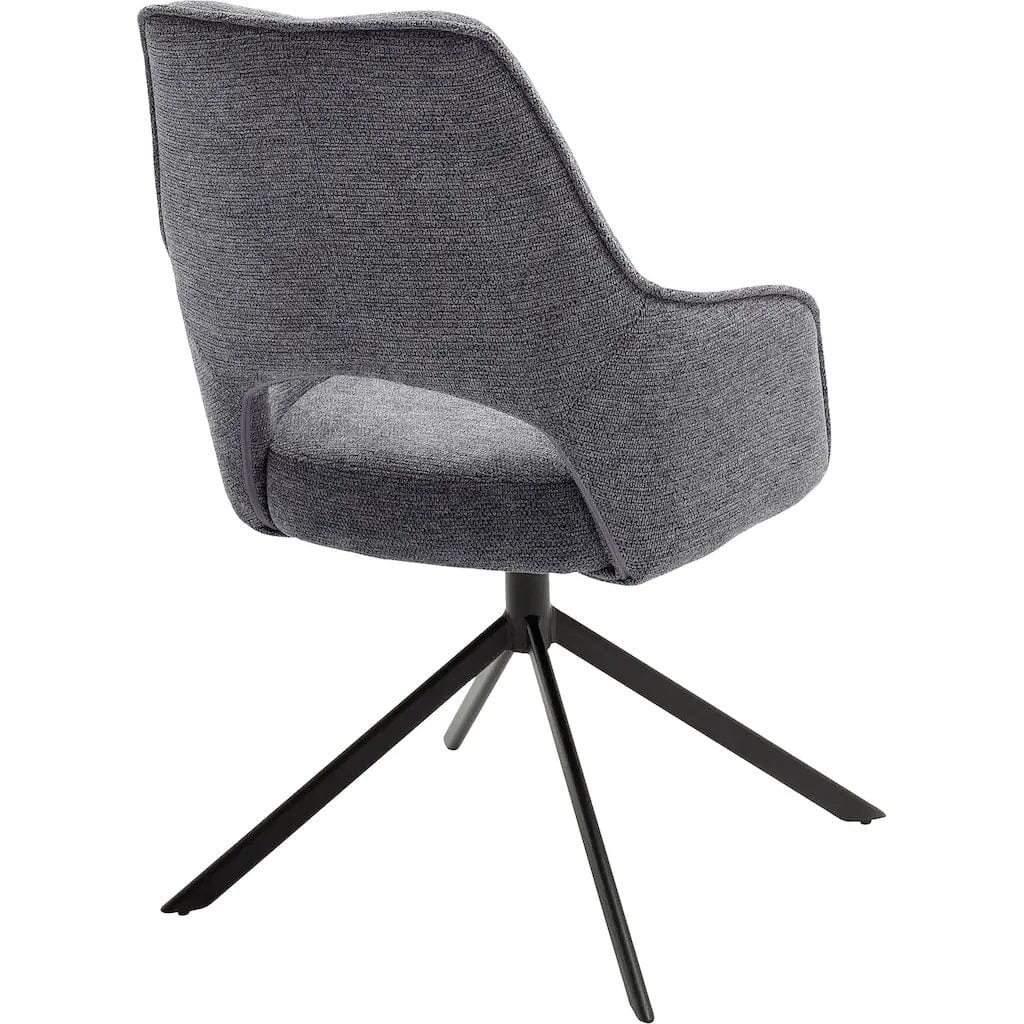 Set 2 scaune rotative tapitate cu stofa si picioare metalice, Bangor Antracit / Negru, l57xA66x92 cm (2)