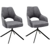 Set 2 scaune rotative tapitate cu stofa si picioare metalice, Bangor Antracit / Negru, l57xA66x92 cm