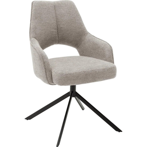 Set 2 scaune rotative tapitate cu stofa si picioare metalice, Bangor Grej / Negru, l57xA66x92 cm (1)